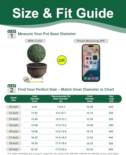 23 inch Plant Saucer Rolling Metal Extra Large Plant Caddy, 600 Lb Capacity - size: 1 PACK 23 INCH