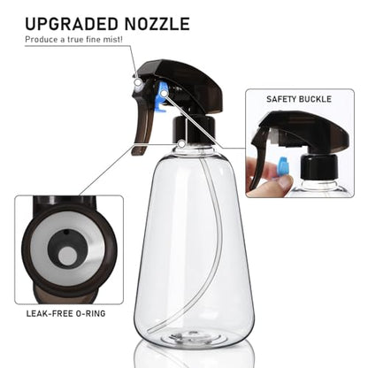 Spray Bottle 2 Pack, 16oz - Ultra Fine Mist, Plant Mister Indoor, Funnel - color: Clear