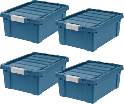 IRIS USA 4-Pack 12 Gal Heavy Duty Lockable Storage Totes with lids, Navy - color: Navy, size: 12 Gal - 4 Pack