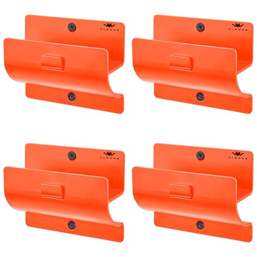 Ladder Holders - Set of 4 Garage Hooks Orange - Heavy Duty Brackets - color: Orange, size: Pack of 4 Hooks