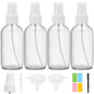 Clear Glass Spray Bottles 4 oz, Small, Fine Mist, 4 Pack