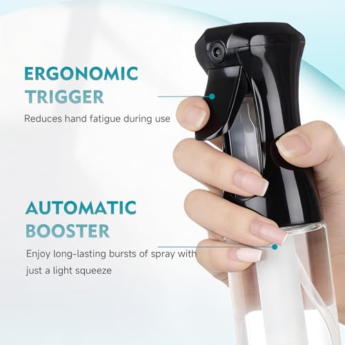Continuous Spray Bottle for Hair, 6.8 OZ Ultra Fine Mist Spray Bottle - color: Black