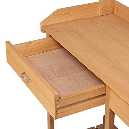 Yaheetech Potting Bench with Sink & Drawer, Outdoor Gardening Table, Wood - color: Wood