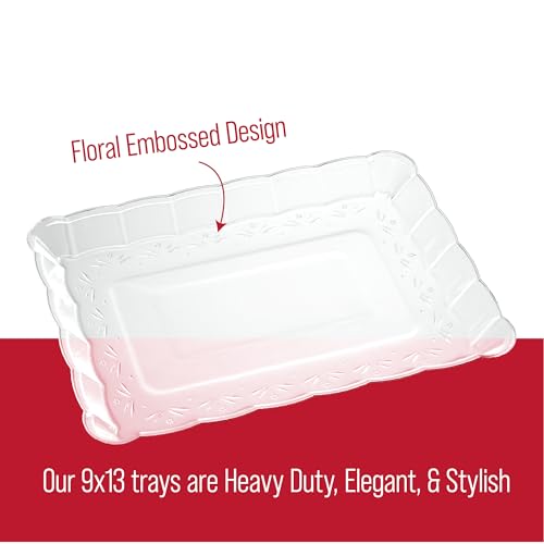 Plasticpro Plastic Serving Trays - Serving Platters Rectangle 9X13 Disposable Party Dish 8 Clear - color: Clear