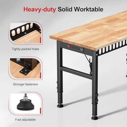 Antifir 48 * 24'' Adjustable Workbench, Heavy Duty Workstation - size: 48"x24"|Socket