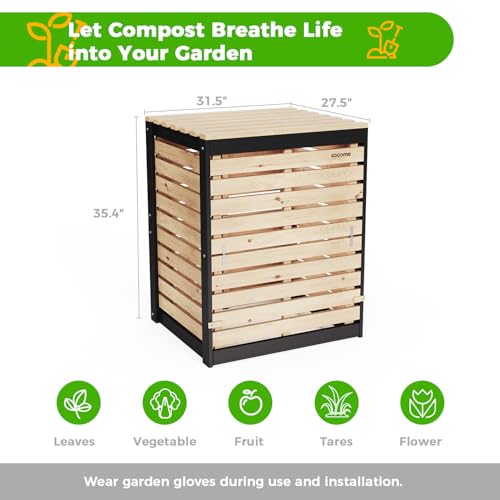 130 Gallon Canada Cedar Wood Compost Bin, Outdoor Composter, Natural - size: 31.5" L×27.5" W