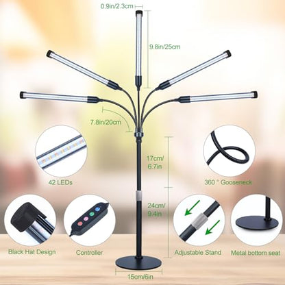 5Head Desk Grow Lights for Indoor Plant, Seed Starting, Bonsai - size: Desk 5Head 45W