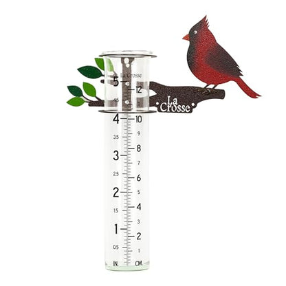 La Crosse 704-4612 5-inch Capacity Metal Cardinal Rain Gauge