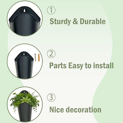 12 Inches Galvanized Wall Planters, Set of 2 - Black Metal - color: Black