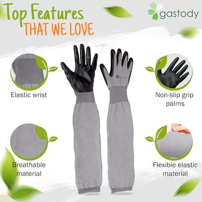 Long Sleeve Gardening Gloves for Women & Men, Long Cuff Garden Gloves - color: Black and Grey, size: Small