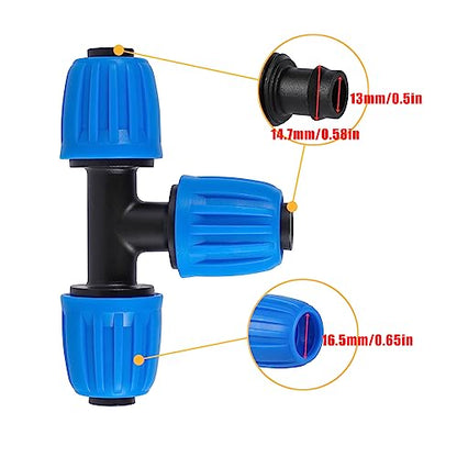 8 Pcs 1/2 Inch Drip Irrigation Tubing Tee Fittings - size: 1/2 Inch Tee