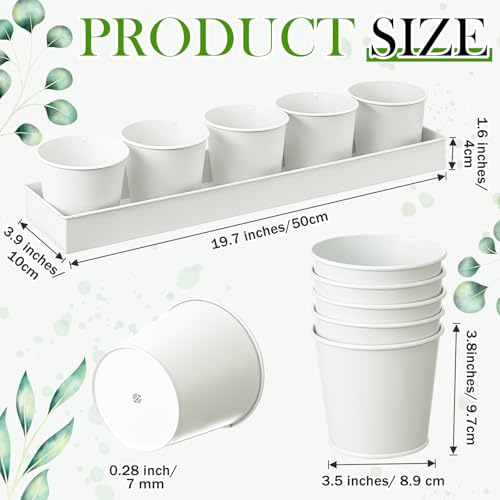 FoldTier 2 Sets Indoor Herb Garden Planter Kit with 10 Metal Pots, White - color: White