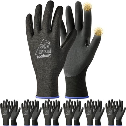 toolant Microfoam Nitrile Work Gloves with Grip, 6 Pairs, Black, Small - color: Black-6pairs, size: Small