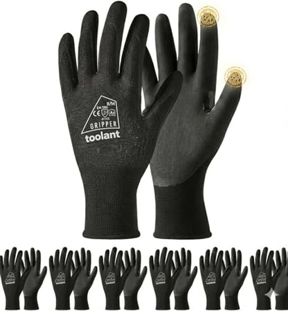 toolant Microfoam Nitrile Work Gloves with Grip, 6 Pairs, Black, Medium - color: Black-6pairs, size: Medium