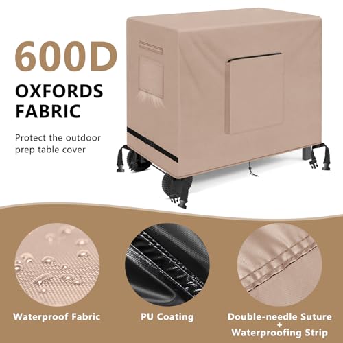 Kovshuiwe Outdoor Dining Cart Cover - Compatible with 40 inch Utility Cart - color: Khaki, size: 48"L x 30"W x 34"H