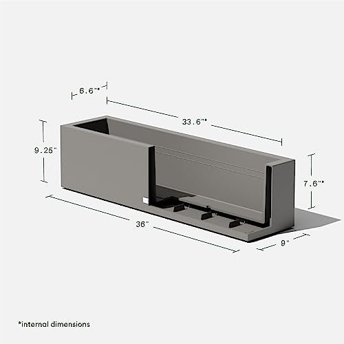 Veradek Block Series Trough Planter - Rectangular Outdoor Window Box - color: Gray