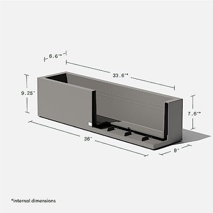 Veradek Block Series Trough Planter - Rectangular Outdoor Window Box - color: Gray