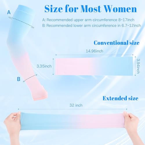 JATEBI 12 Pairs UV Sun Protection Arm Sleeves for Women, Gradient Color