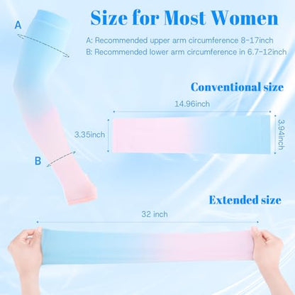 JATEBI 12 Pairs UV Sun Protection Arm Sleeves for Women, Gradient Color