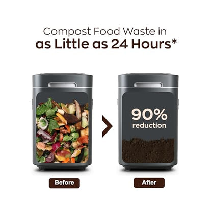 Reencle Prime Electric Composter - 14L Kitchen Composter, Decomposes Up to 2.2 lbs Food Waste Daily, Odorless Indoor Composting with Whisper-Quiet Technology & Rapid Decomposition (Silver) - color: Iron Silver