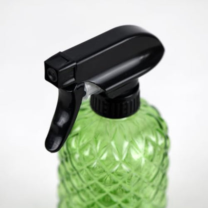 12Oz Glass Plant Spray Bottle with Black Plastic Top Pump - color: Green