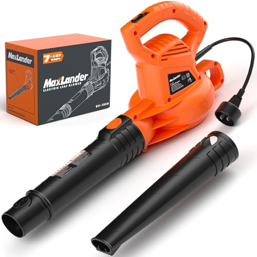 MAXLANDER 7-Amp Electric Leaf Blower, Handheld Blowers for Lawn Care - color: Orange