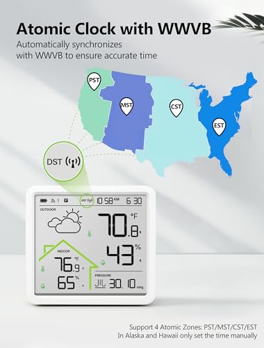 Wireless Weather Station, Indoor Outdoor Thermometer with 4.3" Display
