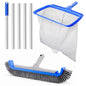 Consciot 3-in-1 Pool Cleaning Kit Includes Leaf Rake Net, Wall Brush & Pole - size: 3PCS