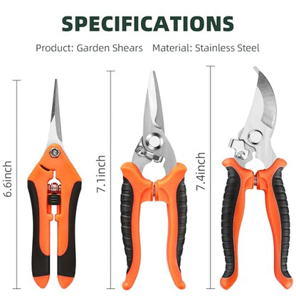 EWPJDK 3 Pack Garden Pruning Shears Scissors Clippers (Orange) - style: Orange
