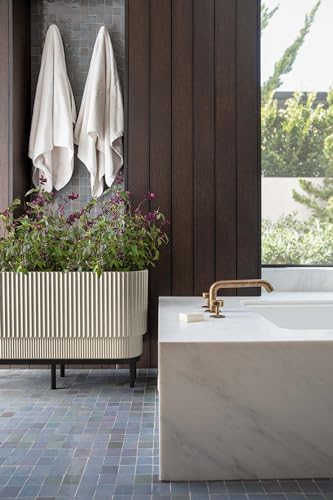 Veradek Demi Series Raised Long Planter - Wide Planter with Stand - color: Sand/Black, size: 30 inch
