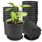 24 Pack 1.5 Gallon Nursery Pot, 7 Inch Garden Pots, Plastic Flower Pot with Matching Tray (Black) - color: Black, size: 24 Pack 1.5 Gallon