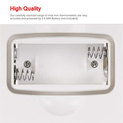 Min Max Greenhouse Thermometer, Wall Mounted Digital High Low Temperatures - color: White