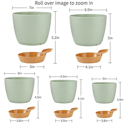 GARDIFE 5/5.5/6/6.5/7 Inch Self Watering Planters, Green - color: 7-green, size: 7/6.5/6/5.5/5 inch|5 pcs