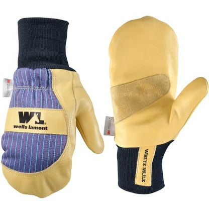 Wells Lamont Men's Leather Palm Thinsulate Winter Mittens, Beige, Medium (5135M) - size: Medium
