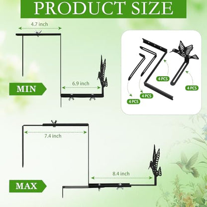 Chumia 4 Pcs Window Box Brackets Adjustable Planter Box Bracket for Railing