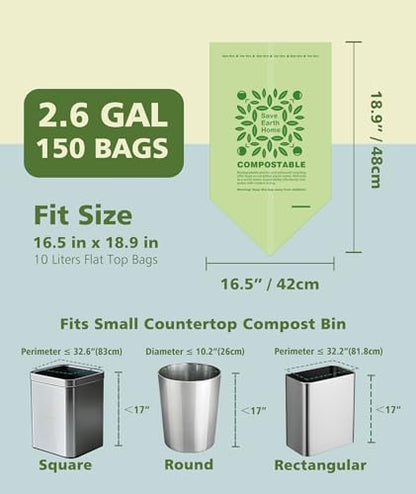 AYOTEE Small Compost Bags 2.6 Gallon Trash Bag, 150 Ct, Unscented Trash bag