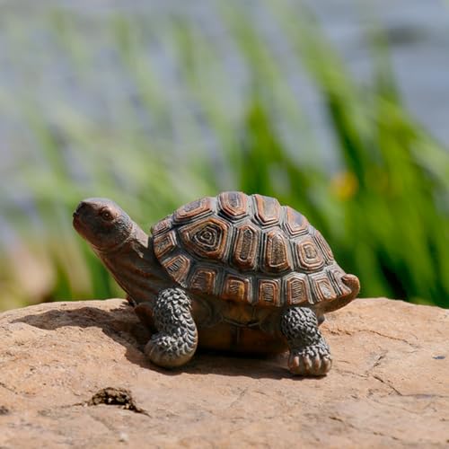 AETVRNI Turtle Figurine Garden Statue Resin Animal Sculpture Realistic Turtle of Polyresin Garden Patio Lawn Yard Outdoor Decorative,S - size: Small