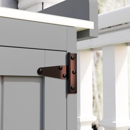 Outsunny Outdoor Storage Cabinet with Metal Tabletop Shelf Gray