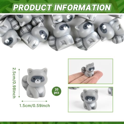 20PCS Tiny Resin Raccoon Figurines for Fairy Garden Terrarium Decor