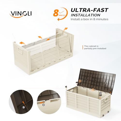 VINGLI 75 Gallon Collapsible Outdoor Storage Box, Brown - color: Brown