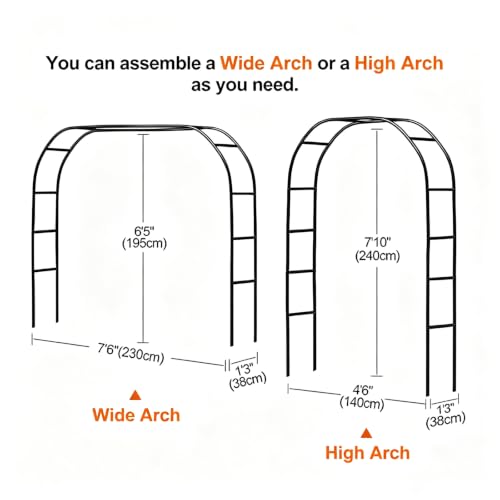 Raised Garden Bed with 3-in-1 Arch Trellis, & Black Plastic Planters
