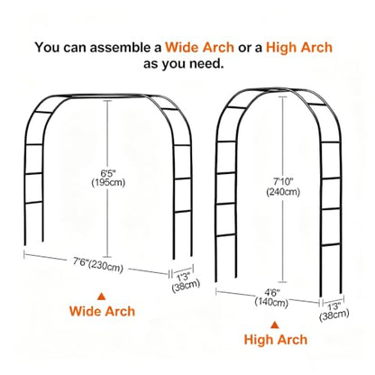 Raised Garden Bed with 3-in-1 Arch Trellis, & Black Plastic Planters