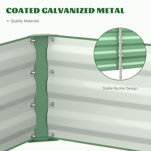 3 in 1 Galvanized Raised Garden Bed with 87" H Arch Trellis - color: Cyan Green, size: 47.3" Lx 24" Wx 12"H