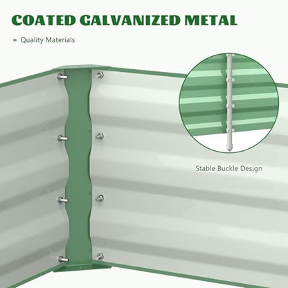 3 in 1 Galvanized Raised Garden Bed with 87" H Arch Trellis - color: Cyan Green, size: 47.3" Lx 24" Wx 12"H