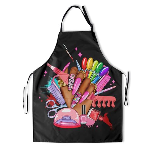 Art Apron with Pocket for Women Men - color: Colorful Nail Tech