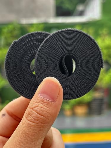 3rolls 2m Reusable Cable Ties Self Adhesive Loop Bundle Fastener Management Nylon Plant Vines Tie Garden Supplies,1cm Width (Black1) - color: Black1