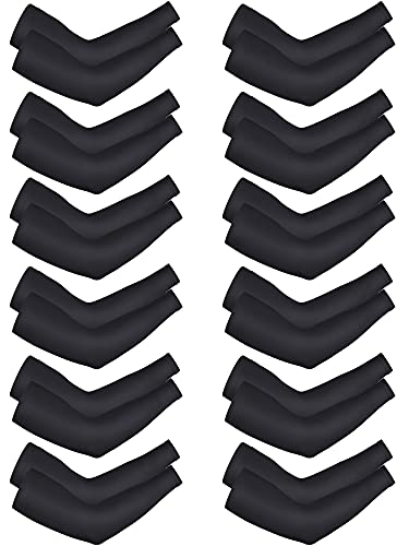 Bememo 12 Pairs UV Arm Sleeves Cooling Cover for Women Men - color: Black
