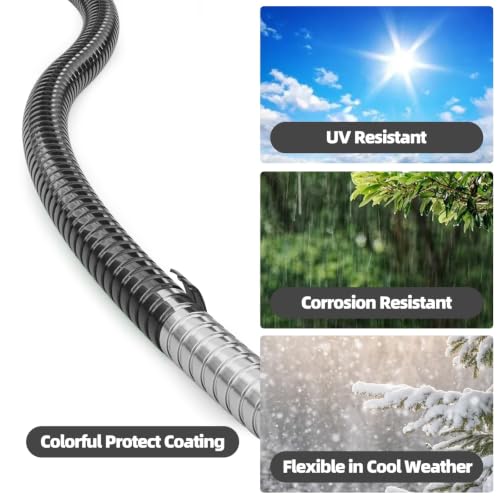 SPECILITE 75ft 304 Stainless Steel Metal Hose (Black) with Blue Nozzle - color: Black, size: 75 ft