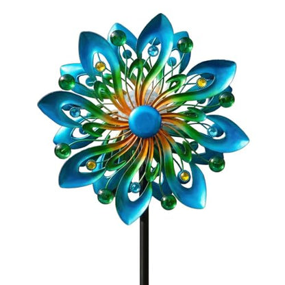 Solar Wind Spinners Outdoor, Ever-Blooming Yard Decorations Outdoor