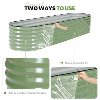 G GOOD GAIN Raised Garden Beds Galvanized, Metal Planter Boxes Kit, Oliver - color: Oliver Green, size: 8×2×1.4ft (1 Pack)